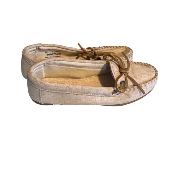 Minnetonka tan flat loafers textile size 6 - Picture 5 of 6